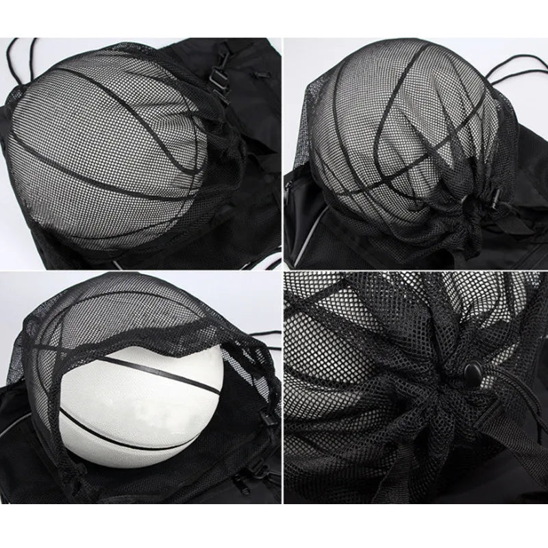 Portable Drawstring Basketball Backpack Mesh Bag Football Soccer Volleyball Ball Storage Bags Outdoor Sports Traveling Gym Yoga