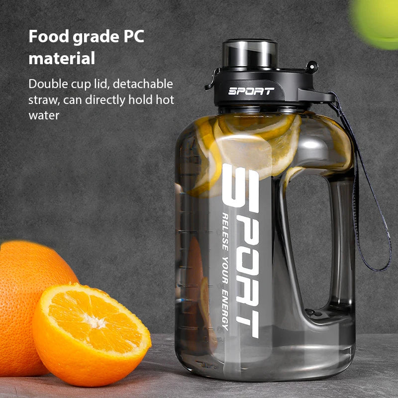 1.2L/1.7L/2.5L Large-Capacity Netflix Straw Pot Belly Cup Sports Water Bottle Ton Ton Bucket Students Portable Plastic Space Cup