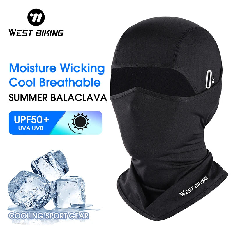 WEST BIKING Summer Breathable Cycling Cap Anti-UV Balaclava Men Full Face Mask Bicycle Motorcycle Running Cooling Sport Gear